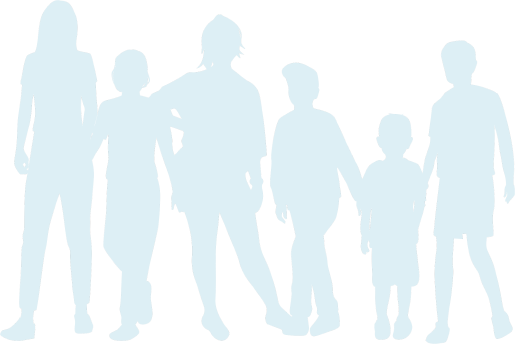 Silhouette of various people